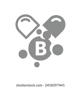 Vitamin b vector icon. Pill or capsule fill symbol.