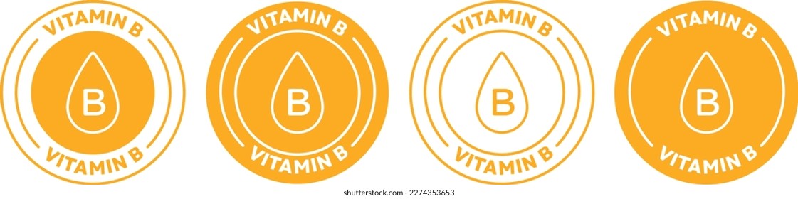 Vitamin B Yellow round vector icon set. isolated Vitamin B logo. Suitable for Vitamin B products.