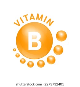 Vitamin B yellow substance Sign Icon. Vector Illustration EPS10. realistic design, small circle around. Isolated on white background. Personal care, beauty concept. Medicine health symbol of thiamine.