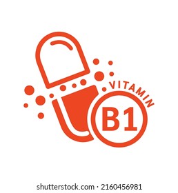 Vitamin B1 Icon Orange Capsule Form Stock Vector (Royalty Free ...