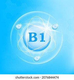 Vitamin B1 Icon Structure White Blue Stock Vector (Royalty Free ...