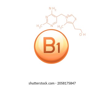 Vitamin B1 Thiamine Vitamin Capsule Molecular Stock Vector (Royalty ...