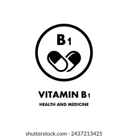 Icono de vector de vitamina B1. Icono vectorial para la salud. Píldora vitamínica Icon.