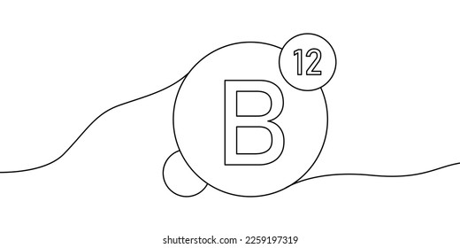  Vitamin B12 continuous line drawing icon.