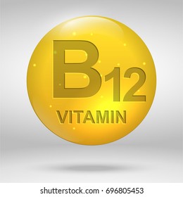 Vitamin B12. Cyanocobalamin vitamin drop pill capsule icon