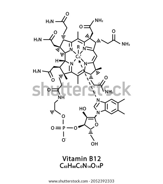 Vitamin B12 Cyanocobalamin Molecular Structure Vitamin Stock Vector ...