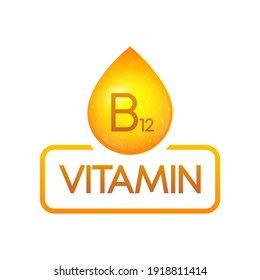 Vitamin B12 drop banner izolated on white background. Vector illustration.