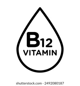 Vitamin B12 drop icon linear logo mark in black and white