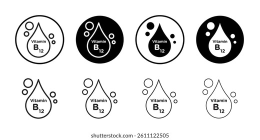 Vitamin B12 drop icon Vector flat thin line illustration