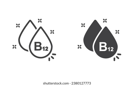 Vitamin B12 icon in form simple line water drop.