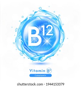 Vitamin B12 Icon Shining Blue Essence Stock Vector (Royalty Free ...