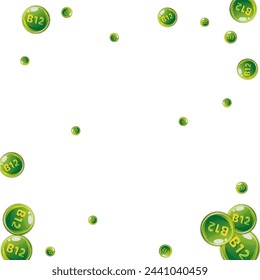 Vitamin B12 messy round pills.  Beauty treatment and nutrition skin care.   Healthy life concept. Essential vitamins vector illustration. 