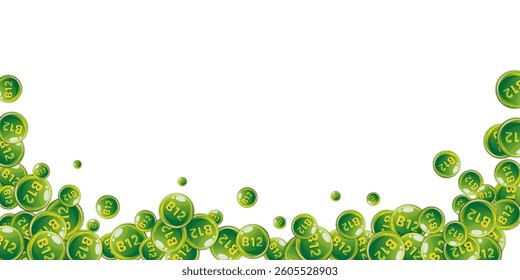 Vitamin B12 messy round pills.  Beauty treatment and nutrition skin care.   Wellness concept. Medical and scientific background. 