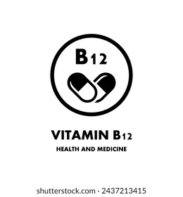 Vitamina B12 vector icono. Icono vectorial para la salud. Píldora vitamínica Icon.