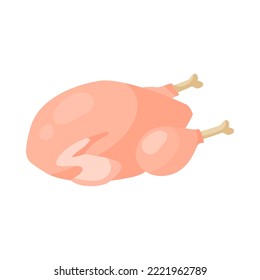 Vitamin B12-enriched Chicken Meat Cartoon Illustration. Organic Chicken Containing Vitamin Isolated On White Background. Balanced Diet, Meal, Healthcare Concept