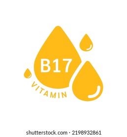 Vitamin B17 icon orange in form simple line water drop. Isolated on white background. Design for use on web app mobile and print media. Medical symbol concept. Vector EPS10 illustration.