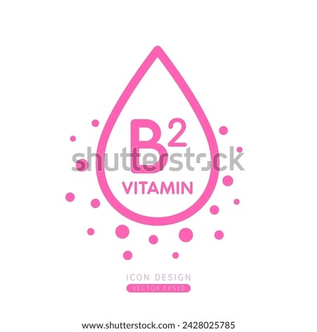 Vitamin B2 dropper icon pink with surrounding bubble collagen isolated on white background. Form simple line for designing medical beauty products. Symbol for use on advertising media. Vector.