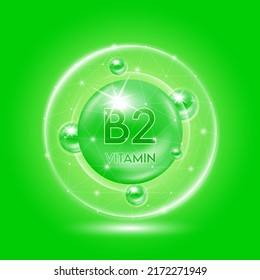 Domo verde y translúcido de la vitamina B2. Colágeno complejo de vitaminas. Tratamiento de belleza nutrición diseño de cuidado de la piel. Conceptos médicos y científicos. EPS vectorial 3D10.