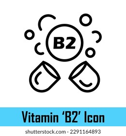 Vitamin B2 in the pill form. B2 vitamin capsules or tablets. Vitamins for health. Medicine and health concept. Food supplements. Vector