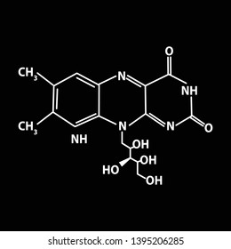 Vitamin B2. riboflavin Molecular chemical formula. Infographics. Vector illustration on black background.