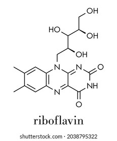 Vitamin B2 (riboflavin) molecule. Skeletal formula.