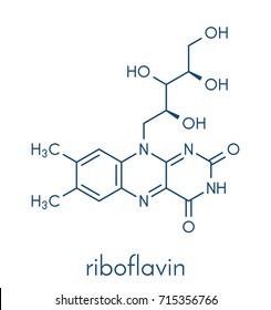 Vitamin B2 (riboflavin) molecule. Skeletal formula.