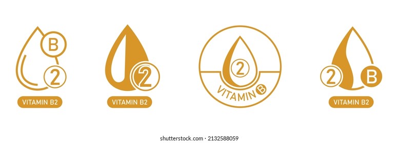 vitamin b2 supplement, drop, logo, icon set vector illustration 