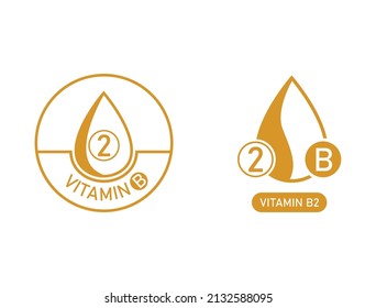 suplemento vitamínico b2, gota, logotipo, ilustración vectorial de conjunto de iconos 