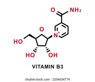 Vitamin B3 chemical formula. Vitamin B3 chemical molecular structure. Vector illustration