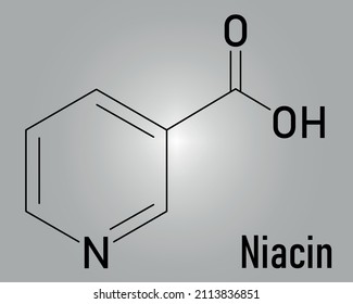 Vitamin B3 or niacin molecule. Skeletal formula.