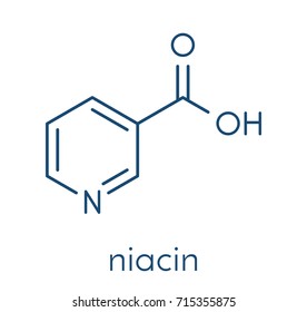 Vitamin B3 (niacin) molecule. Skeletal formula.