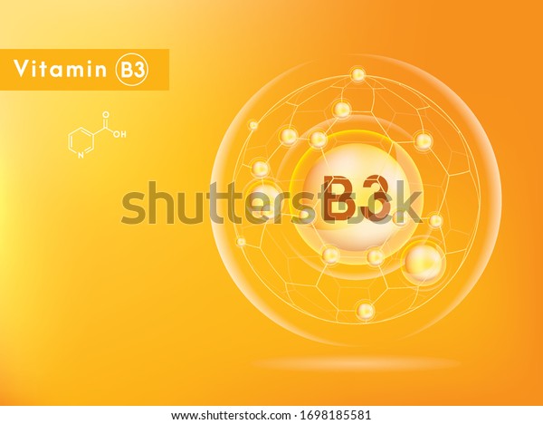 Vitamin B3 Structure Medicine Capsule Golden Stock Vector (Royalty Free ...