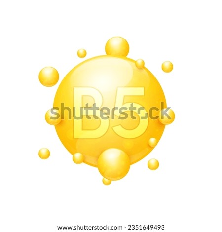Vitamin B5 capsules orange nutrients minerals that are essential the body. Vitamins complex for skin care cosmetics dietary supplement design. Medical concepts. Icon 3D on white background. Vector.