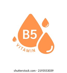 Vitamin B5 icon orange in form simple line water drop. Isolated on white background. Design for use on web app mobile and print media. Medical symbol concept. Vector EPS10 illustration.