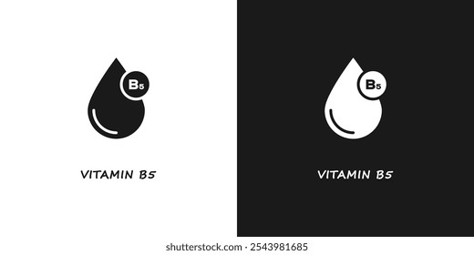 Vitamina B5 ícone realista. Cápsula em forma de gota isolada sobre fundo branco. Ilustração vetorial