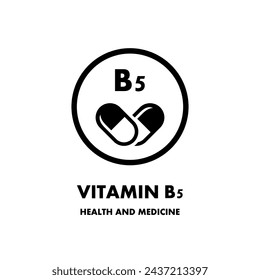 Vitamina B5 icono vector. Icono vectorial para la salud. Píldora vitamínica Icon.