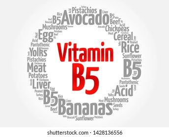 Vitamin B5 word cloud collage, health concept background