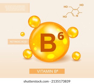 Vitamin B6 concept. Healthy lifestyle, special supplements for athletes, useful trace elements. Composition of natural and organic products, fitness and diet. Cartoon isometric vector illustration