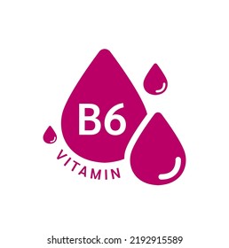 Vitamin B6 icon purple in form simple line water drop. Isolated on white background. Design for use on web app mobile and print media. Medical symbol concept. Vector EPS10 illustration.