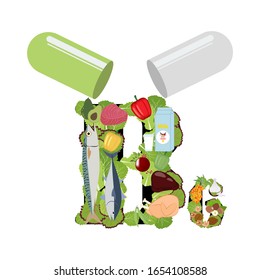 Vitamin B6 illustration on the white background. Vector illustration