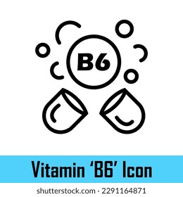 Vitamin B6 in the pill form. B6 vitamin capsules or tablets. Vitamins for health. Medicine and health concept. Food supplements. Vector