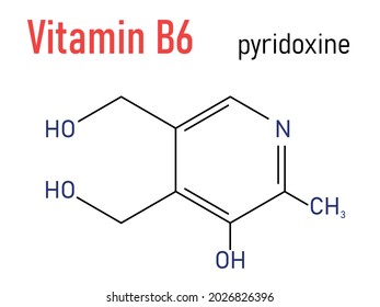 Vitamin B6 Pyridoxine Molecule Skeletal Formula Stock Vector (Royalty ...