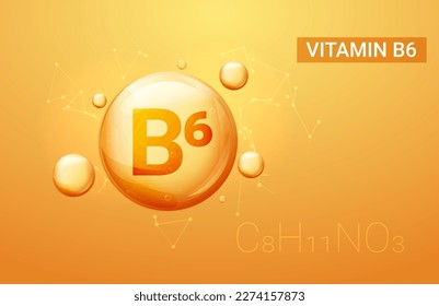 Vitamin b6 vector capsule drop medicine pyridoxine acid background oil