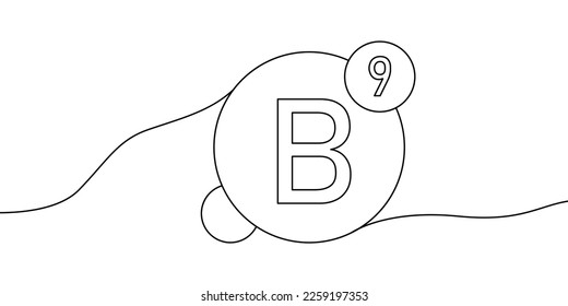 Vitamin B9 continuous line drawing icon.