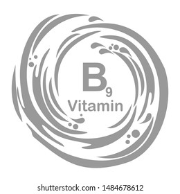 Vitamin B9 (folate). Food sources. Natural organic products with the maximum vitamin content. Folic acid.  vitamin B9. Vector illustration