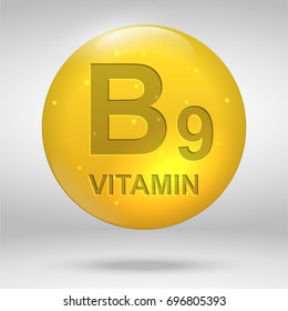 Vitamin B9. Folates vitamin drop pill capsule icon