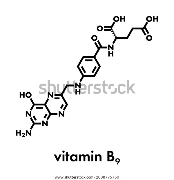 Vitamin B9 Folic Acid Molecule Skeletal Stock Vector Royalty Free