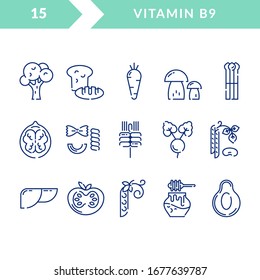 Vitamin B9, which is found in foods.