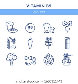 Vitamin B9, which is found in foods.