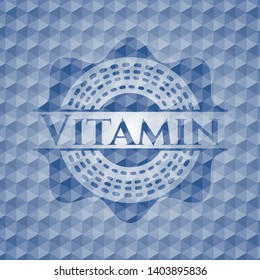Vitamin blue badge with geometric pattern. Vector Illustration. Detailed.